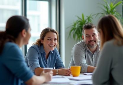 Employees at a learning and development session